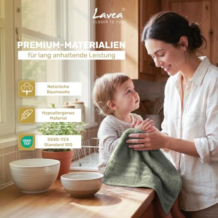Lavea Gästehandtuch 5er Set Gästehandtücher, Elena Frottee, 30x50 cm Gästetuch, 100% Baumwolle (5er Set), 500 g/m² Frottier, weich & saugstark, pflegeleicht – Bild 6
