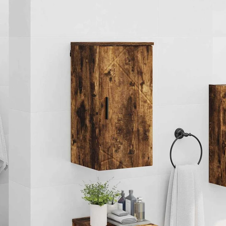 vidaXL Badezimmerschrank mit Tür Geräucherte Eiche 30 x 31,5 x 61 cm 883349 – Bild 3