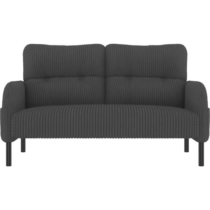 3-teilige Cord-Sitzgruppe aus 2-Sitzer-Sofa, Sessel und Hocker, gepolstertes Lounge-Set mit Seitentasche und Metall-Holz-Gestell, Grau – Bild 17