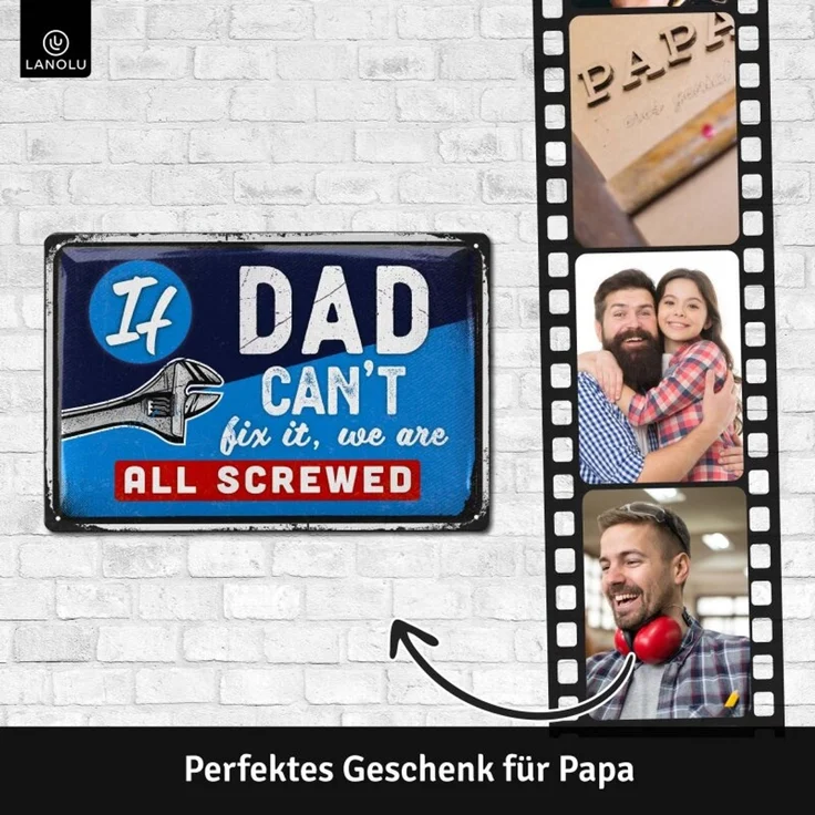 LANOLU Blechschild if Dad Cant Fix It 20x30cm – Metall – Mehrfarbig – 20283 – Bild 2