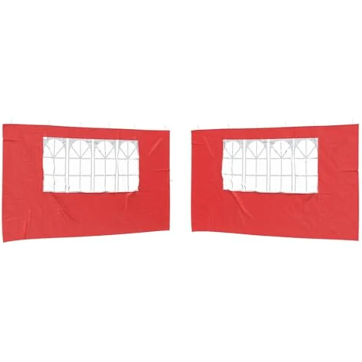 vidaXL Partyzelt-Seitenteil 2 STK. 400 x 195 cm, Rot, PE und Stahl, vielseitiges Design für Outdoor-Veranstaltungen – Bild 1