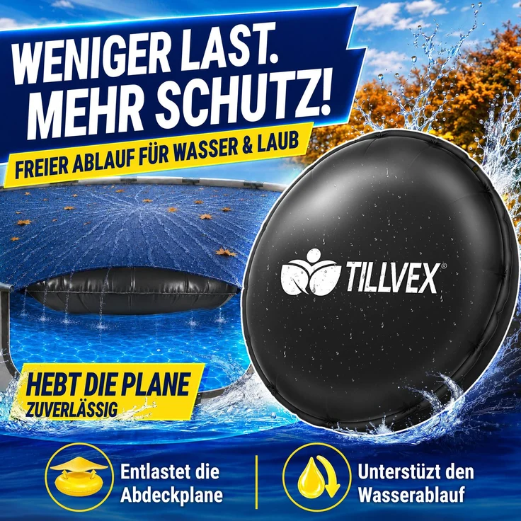 tillvex® Poolkissen Winter XXL Ø 5 m Rund mit 12m Seil & Reparaturkit | Luftkissen zur Poolabdeckung frost- & chlorbeständig bis -20°C | Winterkissen inkl. Schraubventil | Kissen Überwinterung Pool – Bild 4