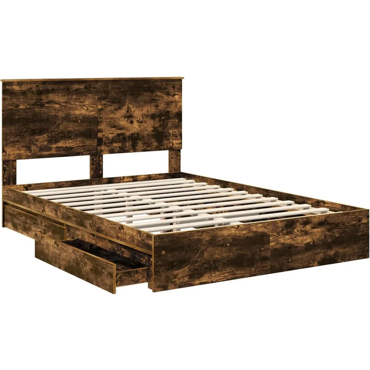 vidaXL Aufbewahrungsbett Geräucherte Eiche 135 x 190 cm Holzwerkstoff 3411219 – Bild 4
