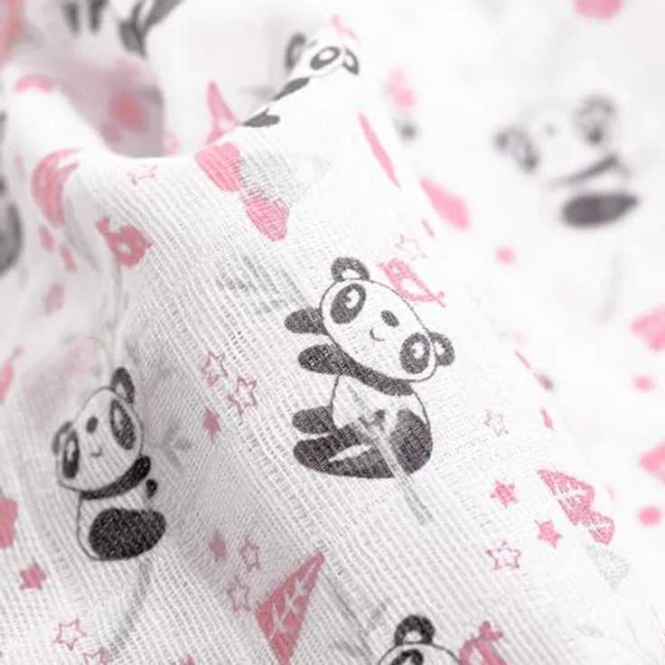 Packung mit 3 Gaze - Mulltücher, Panda Rosa – Bild 5