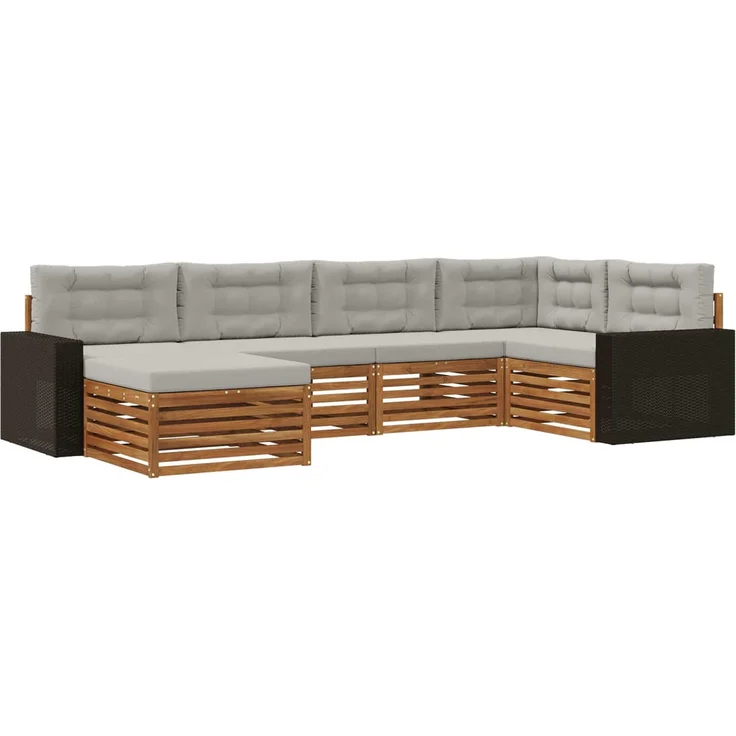 vidaXL Outdoor-Sofagarnitur 6 stk. 6-Sitzer Natur und Hellgrau 3383574 – Bild 2