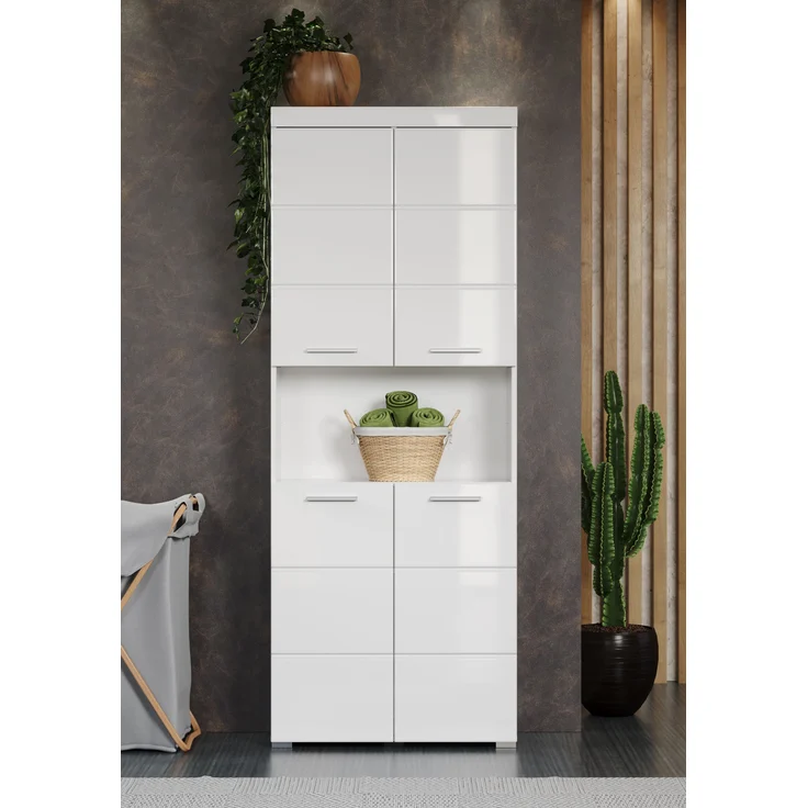 Trendteam 'Amanda' Hochschrank, Holz, Weiß Hochglanz, 190 x 31 x 73 cm – Bild 9