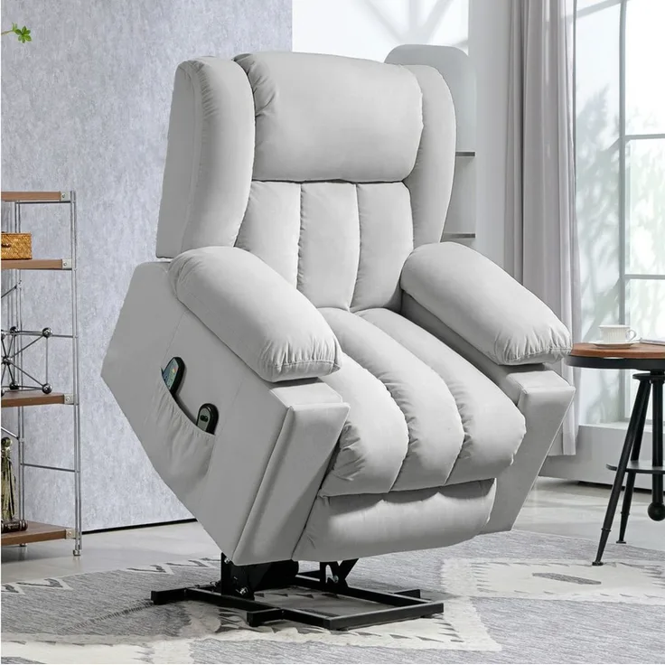 HOMCOM Massagesessel Elektrisch Relaxsessel mit Massage-/ Wärme-/Liegefunktion (Fernsehsessel mit Aufstehhilfe, 1-St, TV-Sessel), mit Becherhalter, Stautraum, USB-Anschlüssen und Fernbedienung