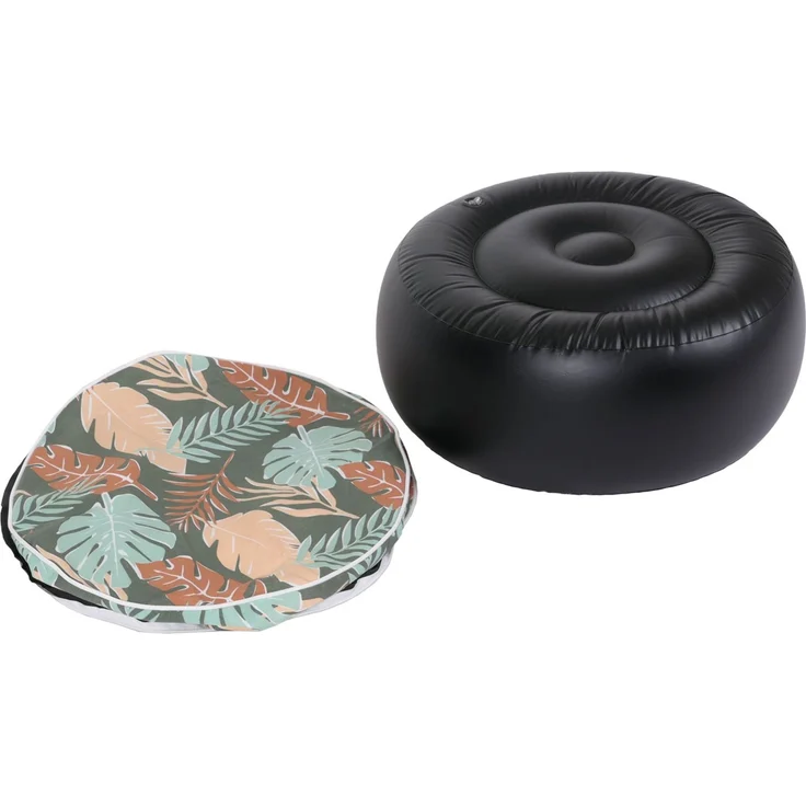 Sitzhocker HWC-G31, Pouf Sitzkissen Sitzsack Gartenhocker, aufblasbar In-/Outdoor Spun Poly 29x55cm ~ Blatt-Design – Bild 8
