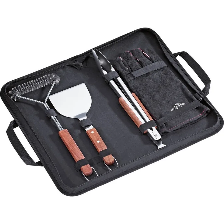 Küchenprofi 'Texas' BBQ-Set, 4-teilig, Edelstahl braun / Nylon schwarz