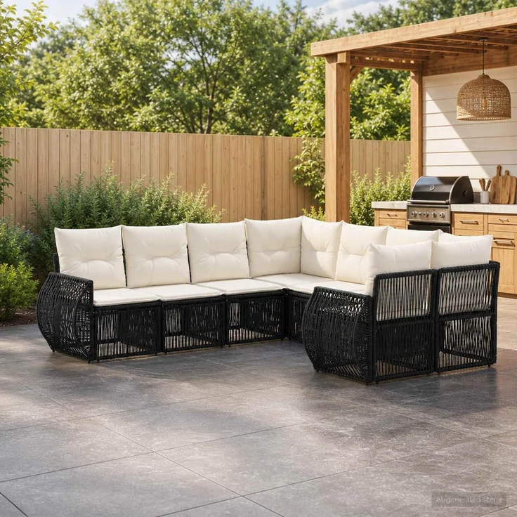 vidaXL Gartensofa-set 8 stk. 8-Sitzanzahl Schwarz Poly-Rattan 3435610 – Bild 1