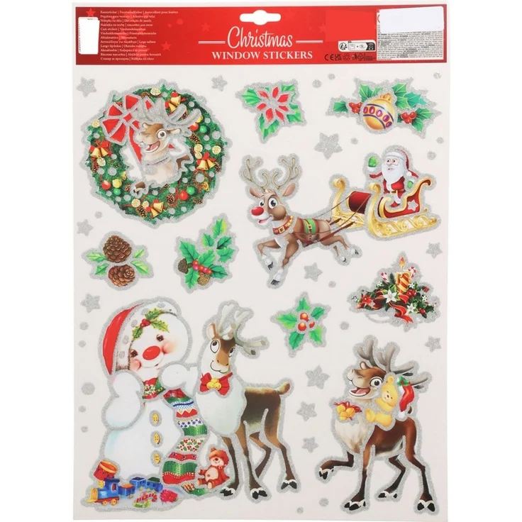 Annastore Fensterdekoration 4 x Bögen Selbstklebende Fensterbilder für Weihnachten Fenstersticker, Fensteraufkleber, 42x30 cm (pro Bogen) – Bild 3