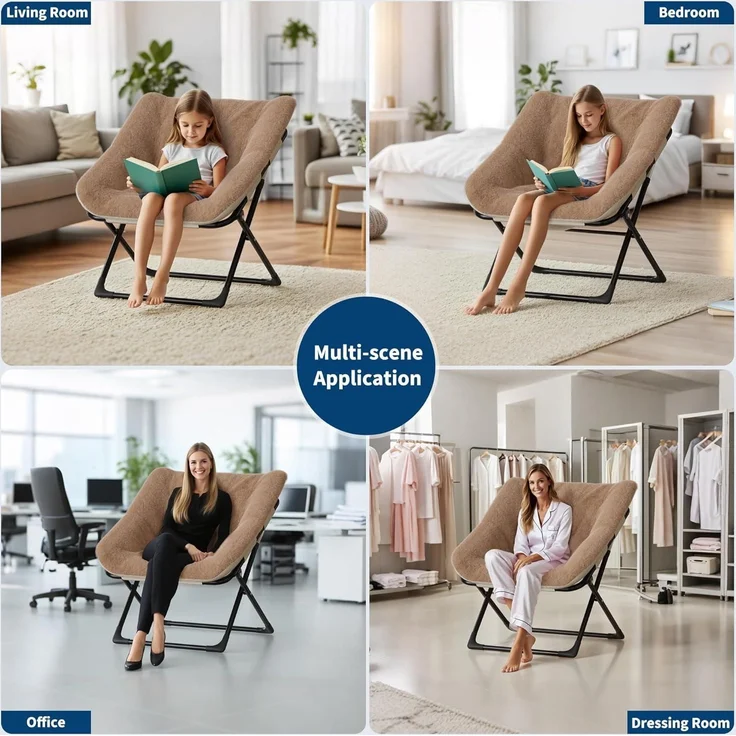 Sessel Klappbar Lesesessel Fußhocker Erwachsene Wohnzimmer Braun – Bild 5