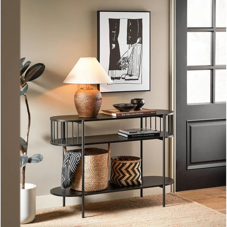 SoBuy Konsolentisch DE-FSB90, Flurkonsole aus Metall, Konsole für Diele, Wohnzimmer, Büro, Flurtisch Sideboard schmal Beistelltisch Sofatisch Dekotisch, Flur – Bild 2