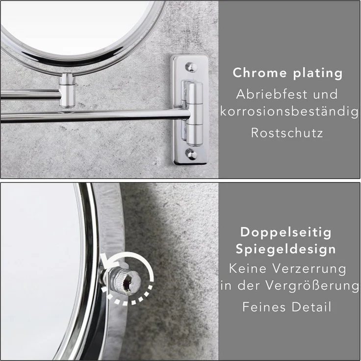 Kosmetikspiegel Wandspiegel Schminkspiegel Vergrößerungs 10-fach Badspiegel 18cm – Bild 3