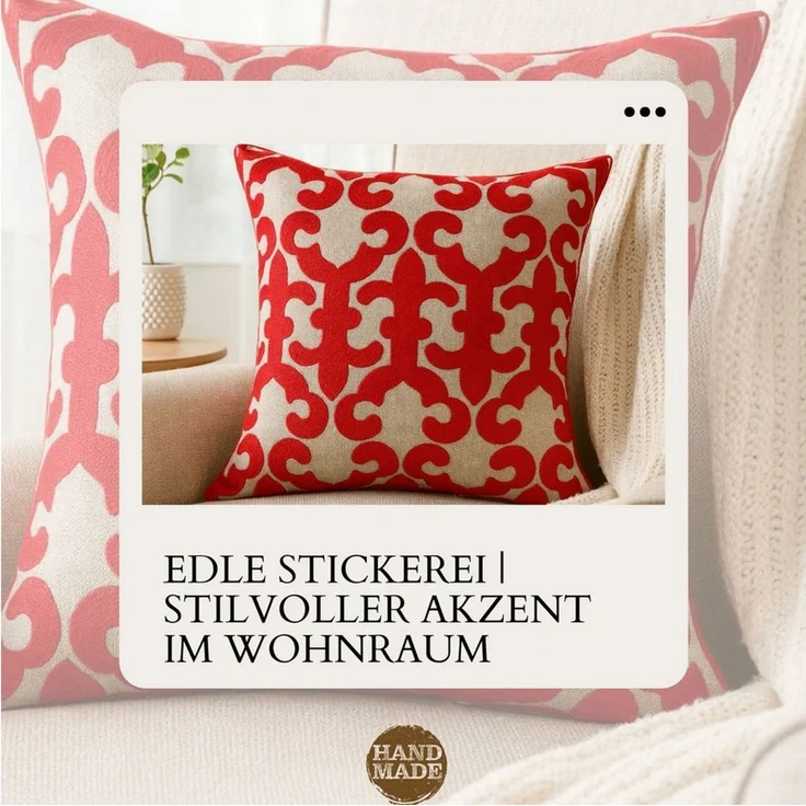 Marrakesch Orient & Mediterran Interior Zierkissen 2er Set Kissenbezug Handgefertigt Kayon Rot 40x40cm, Boho Deko, (2 St) – Bild 3