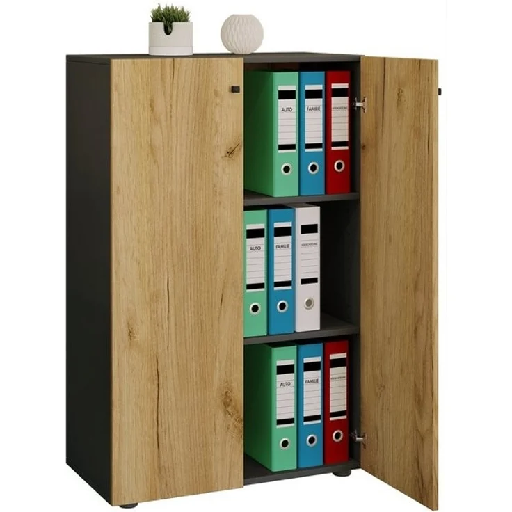 VCM Büroschrank Lona 919580 Anthrazit / Honig-Eiche B. 70 x H. 111 x T. 38 cm – Bild 4