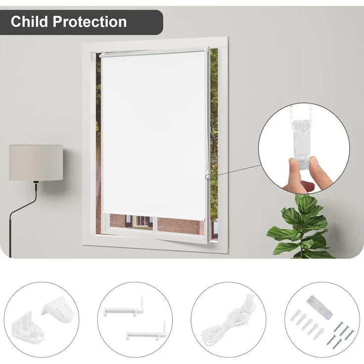 WOLTU Verdunklungsrollo ohne Bohren Weiß 120x160 cm (BxH), Thermorollo Klemmfix Fensterrollo Seitenzugrollo easyfix Verdunkelung Rollos Sichtschutz und Sonnenchutz, Klemmrollo für Fenster & Tür – Bild 7