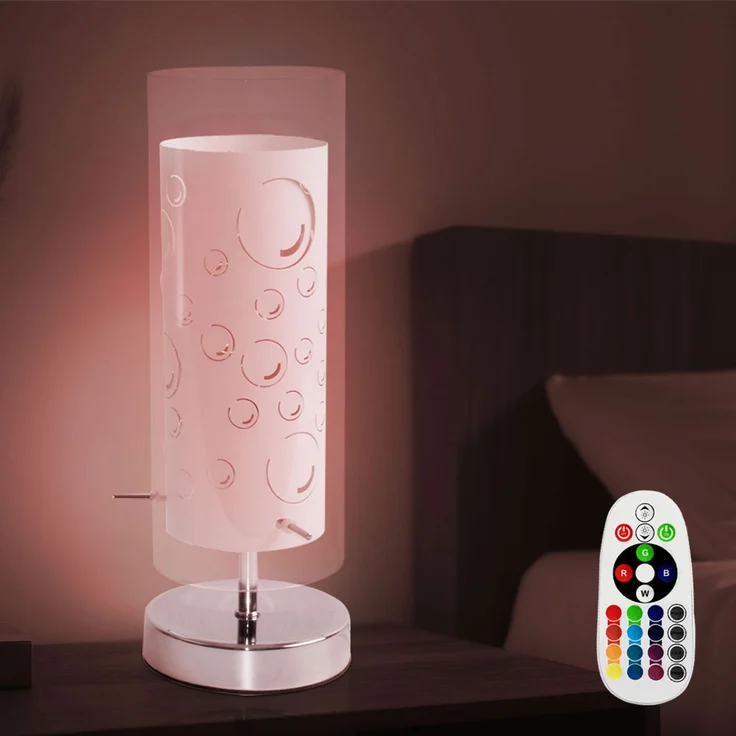 RGB LED Tischleuchte, Glas, Motiv Luftblasen, H 34 cm – Bild 2