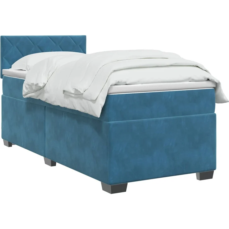 vidaXL Boxspringbett mit Matratze Dunkelblau 100 x 200 cm Samt 3450666 – Bild 3