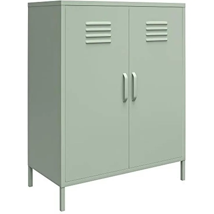 loft24 Mehrzweckschrank Mission District Highboard aus Metall, Metallschrank mit 2 Türen im Retro Look