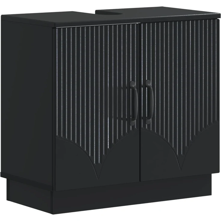 vidaXL 3-teiliges Badezimmer-Schranksystem HOORN Schwarz Holzwerkstoff 3417469 – Bild 4