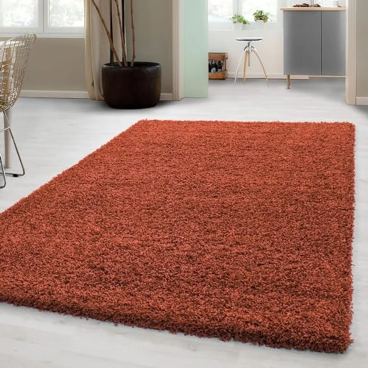 Carpetsale24 Shaggy Hochflor Teppich 60x110 cm Terrakotta weich flauschig modern einfarbig Für Flur oder kleine Räume für Wohnzimmer Schlafzimmer Flur – Bild 1