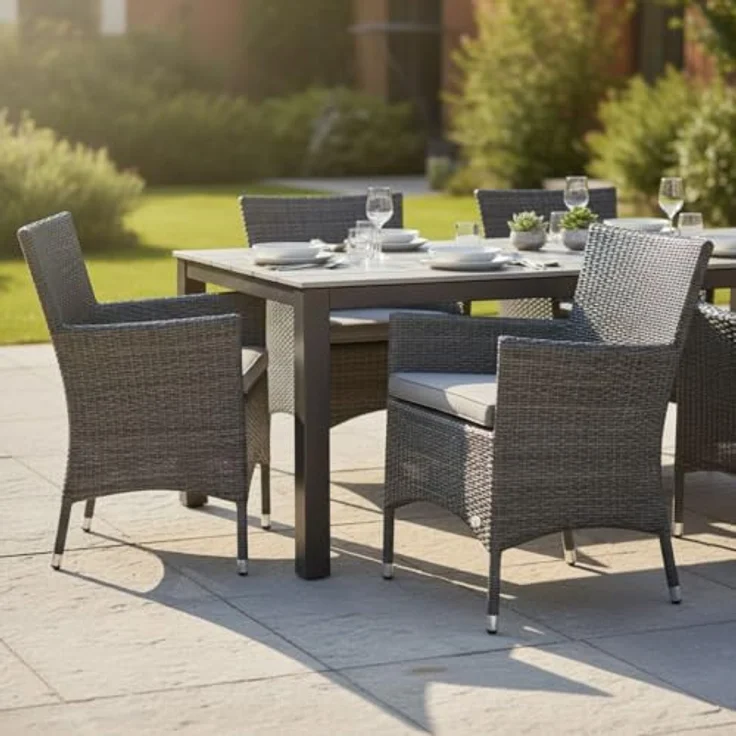 XXXL Rattan Stuhl Trento, Farbe Grau-Silber – Bild 8