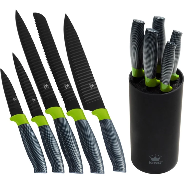 KING Topf-Set, Aluminiumguss (Set, 10-tlg, 4 Töpfe, 3 Deckel, 1 Messerblock, 5 Kochmesser), Induktion – Bild 2