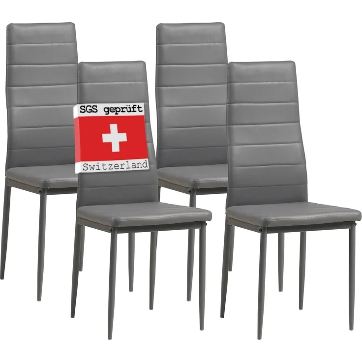 Albatros Esszimmerstühle MILANO 4er Set, Grau - Polsterstuhl mit Kunstleder-Bezug, Modernes Stilvolles Design am Esstisch - Küchenstuhl oder Stuhl Esszimmer mit hoher Belastbarkeit bis 110kg – Bild 1