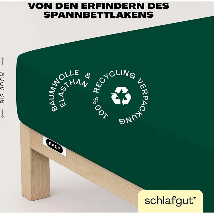 Schlafgut 'Easy' Spannbettlaken, MADE IN GREEN by OEKO-TEX®, Gummizug: rundum, Jersey Elasthan, Green Deep, S 90x190cm - 100x220cm – Bild 3