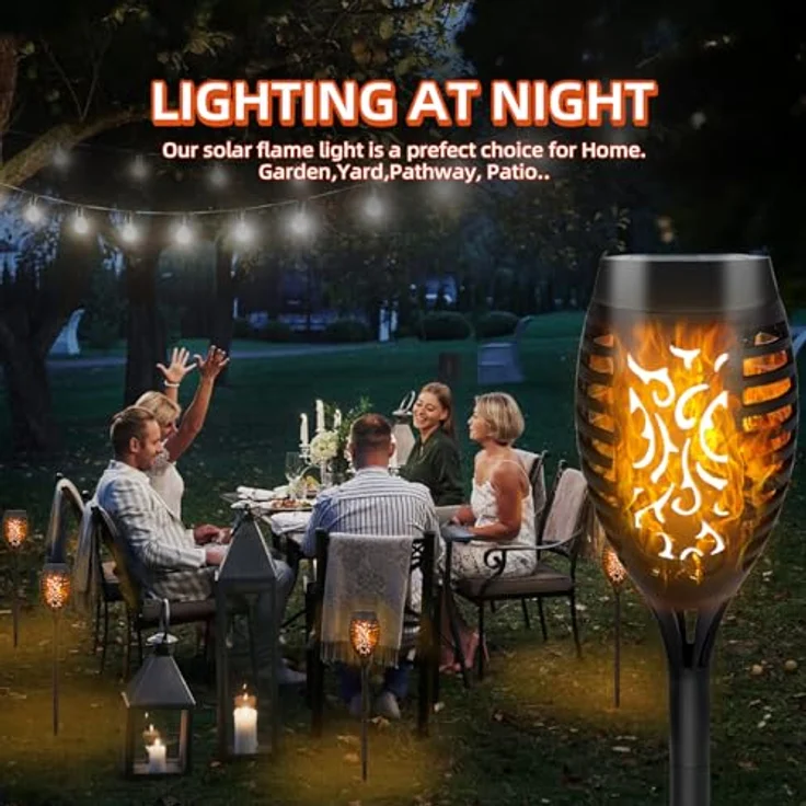 CNMTCCO Gartenleuchten Solar, 6er Set mit realistischem Flammeneffekt, IP65 wasserdicht, für Außenbereich und Rasenbeleuchtung – Bild 4