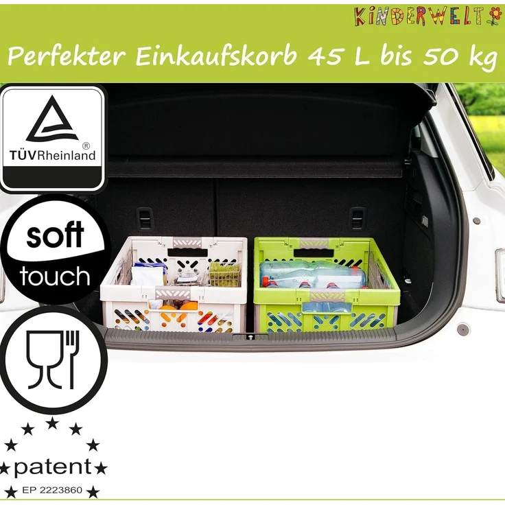 KiNDERWELT Wickelauflage Klappbox 45 L bis 50 kg Klappbox robuste Transportkiste schwarz/blau – Bild 3