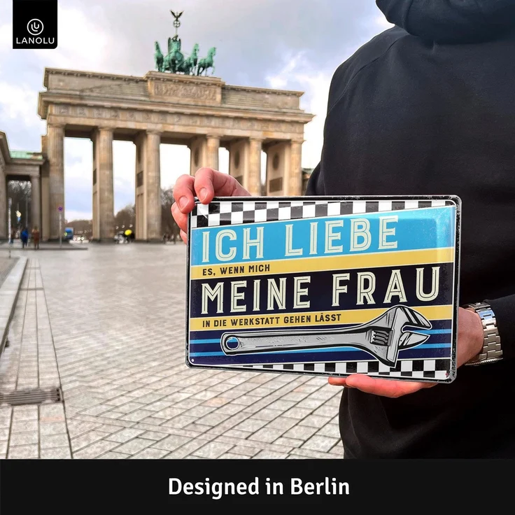 LANOLU Blechschild Ich liebe meine Frau Werkstatt - 20x30cm – Metall – Mehrfarbig – 20149 – Bild 2