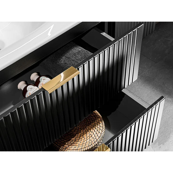 Vente-unique - ZEVARA Waschbeckenmöbel Holz, PlatteKeramik Schwarz - B 46 cm x H 57 cm x L 60 cm – Bild 7