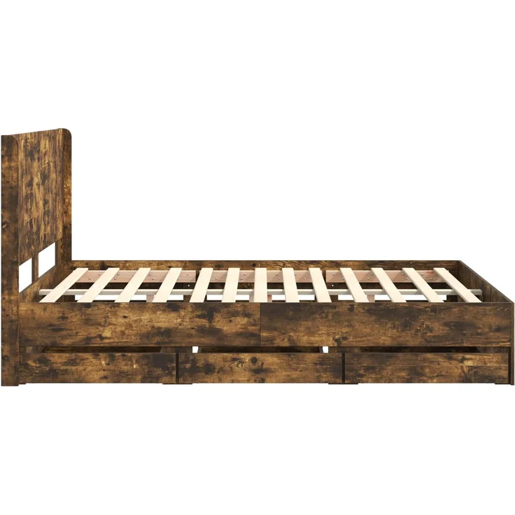 vidaXL Bettgestell mit Stauraum und Kopfteil Räuchereiche 120 x 200 cm 3413963 – Bild 7