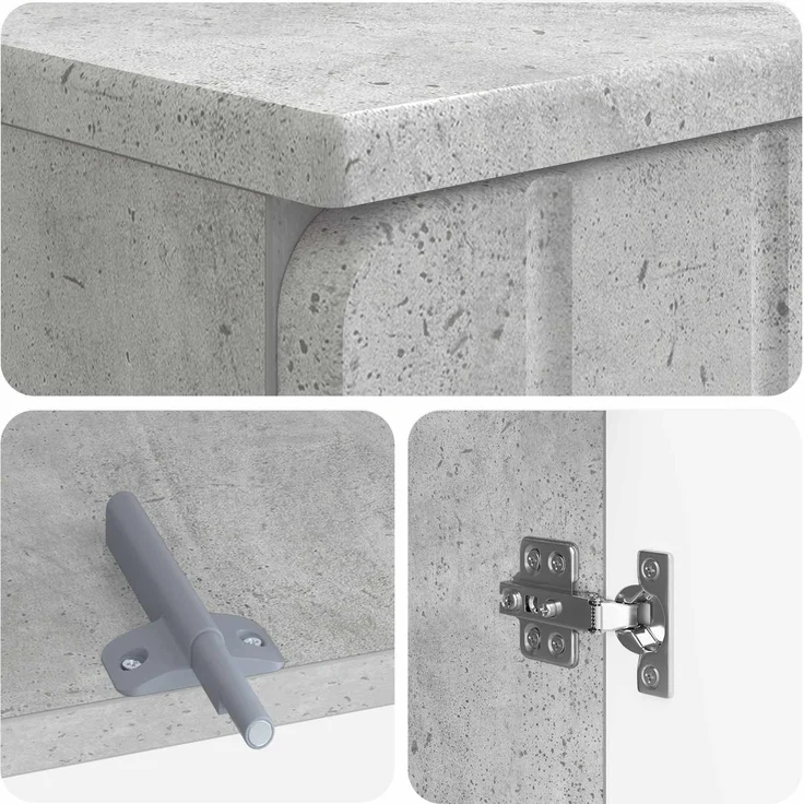 vidaXL 3-teiliges Badezimmer-Schranksystem ZWOLLE Betongrau 3417435 – Bild 7