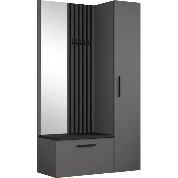 AX LIVING Kleiderschrank mit Spiegel Rosanno II - 80,6 cm, Grau JS100 – Bild 7