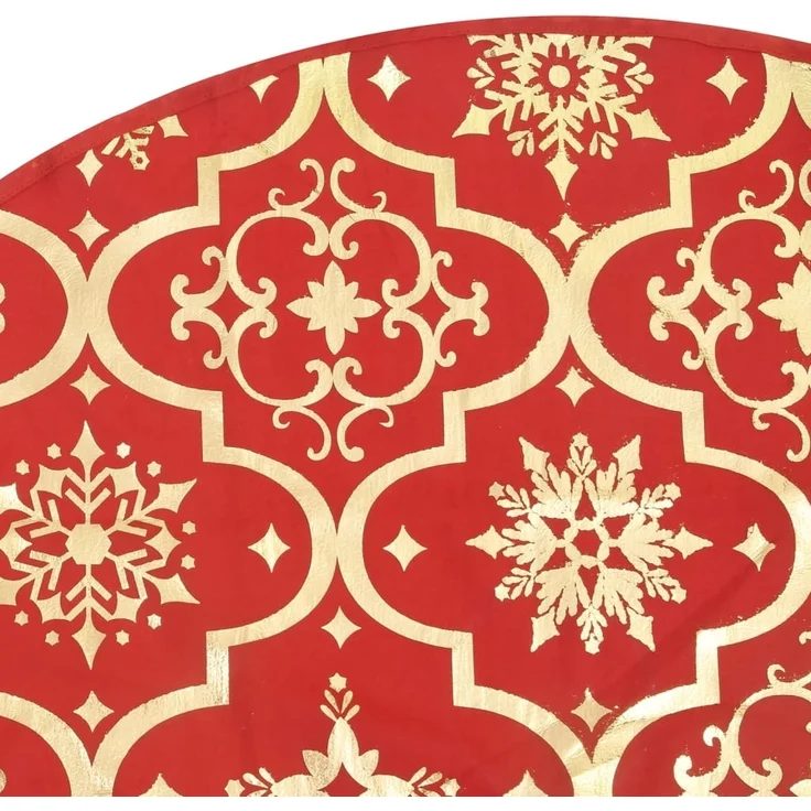 vidaXL Luxus-Weihnachtsbaumdecke mit Socke Rot 90 cm Stoff 330275 – Bild 6