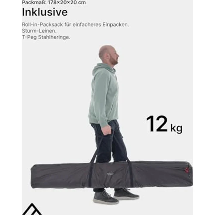 qeedo Quick Hub Hex Pop Up Pavillon faltbar (3,66 x 2,18m) Camping, Event Shelter & Vorzelt, Dark Coating Dach UV-Schutz, innovative Quick Up System – Bild 5