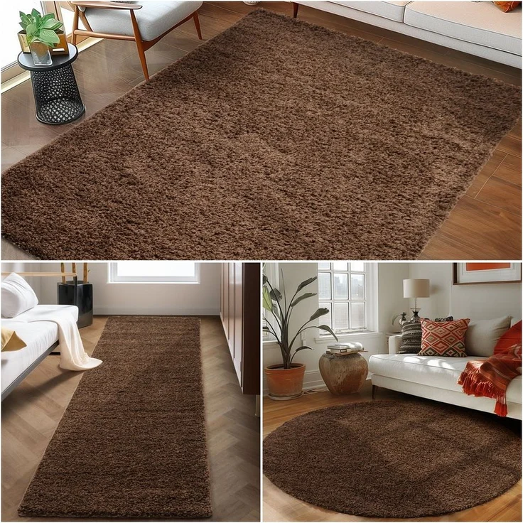 Carpettex Hochflor-Teppich Unicolor - Einfarbig, Rund, Höhe: 30 mm, Modern Kurzflor Teppich Wohnzimmer Abstrakt Design Rosa Pflegeleicht – Bild 2