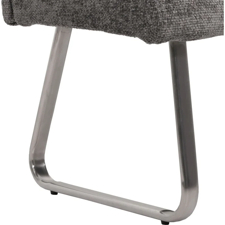 Sitzbank HWC-G55, Esszimmerbank Bank, Edelstahl gebürstet Stoff/Textil Chenille Öko-Tex, 180cm ~ dunkelgrau – Bild 7