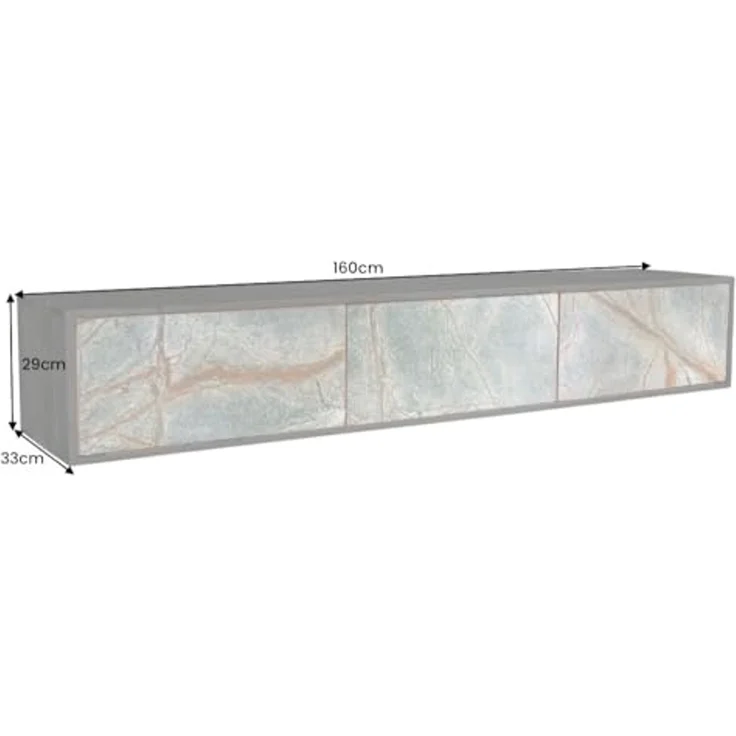 riess-ambiente TV-Board MOUNTAIN SOUL 160cm schwarz / grau-natur · Lowboard aus Massivholz (Einzelartikel, 1 St), hängend · Naturstein-Front · grifflos · mit Stauraum · Akazie · Design – Bild 3
