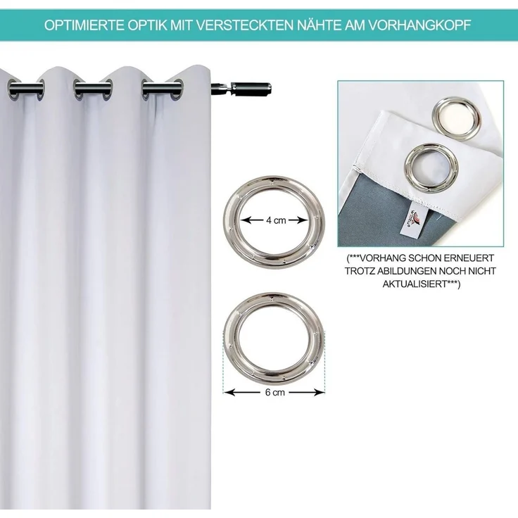 Woltu Gardine (1 St), blickdicht, mit Ösen, 130 g/m², Leichter & weicher – Bild 4