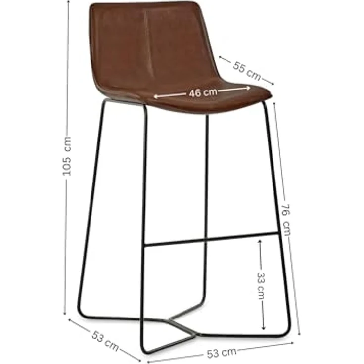 Julian Bowen Joren Barhocker, PU-Leder, Hellbraun, 2 Stück – Bild 2