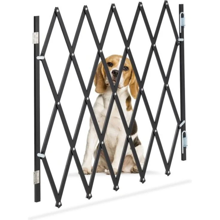 Relaxdays Ausziehbares Hundeabsperrgitter schwarz – Bild 1