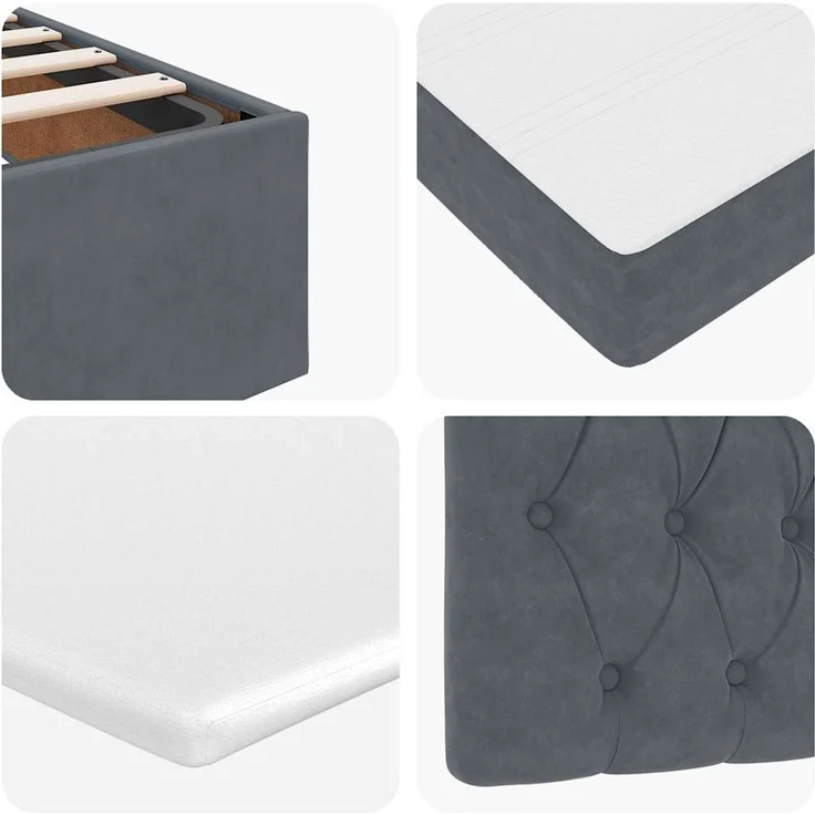 vidaXL Ottoman-Bett mit Matratzen & LEDs Dunkelgrau 100x200 cm Samt 3314373 – Bild 11