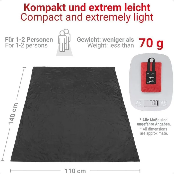 Picknickdecke Stranddecke Color 1- Schwarz 110 x 140 cm (Rechteckig) – Bild 2