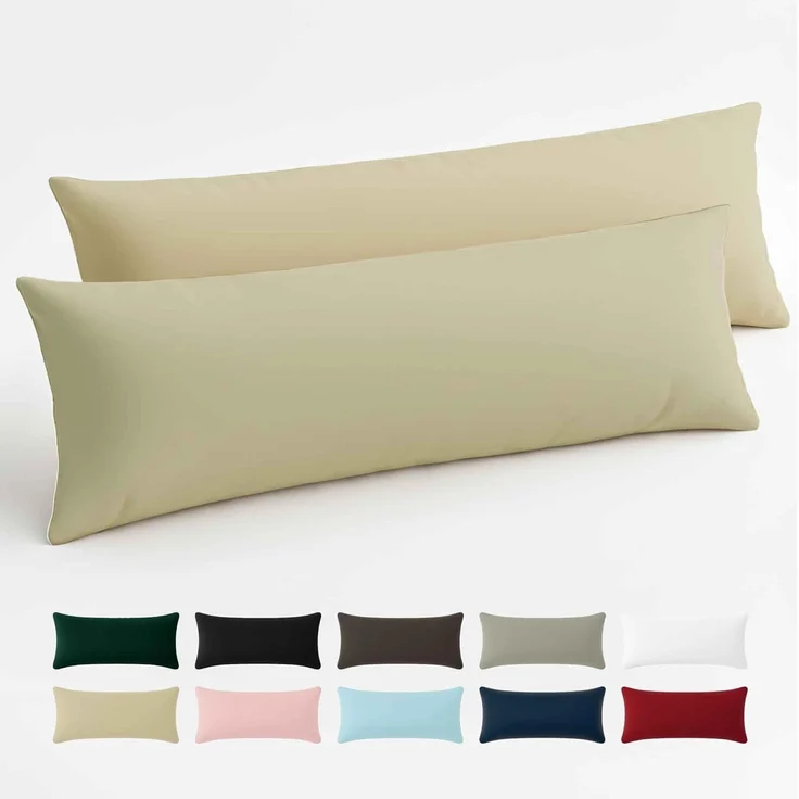 Kissenbezug 40x145 Baumwolle Renforcé (2er-Set) - Beige - Dicht gewebt mit 57 Fäden/cm² - Kissenbezug 40x145 cm - Oeko Tex Zertifiziert - Dreamzie – Bild 1