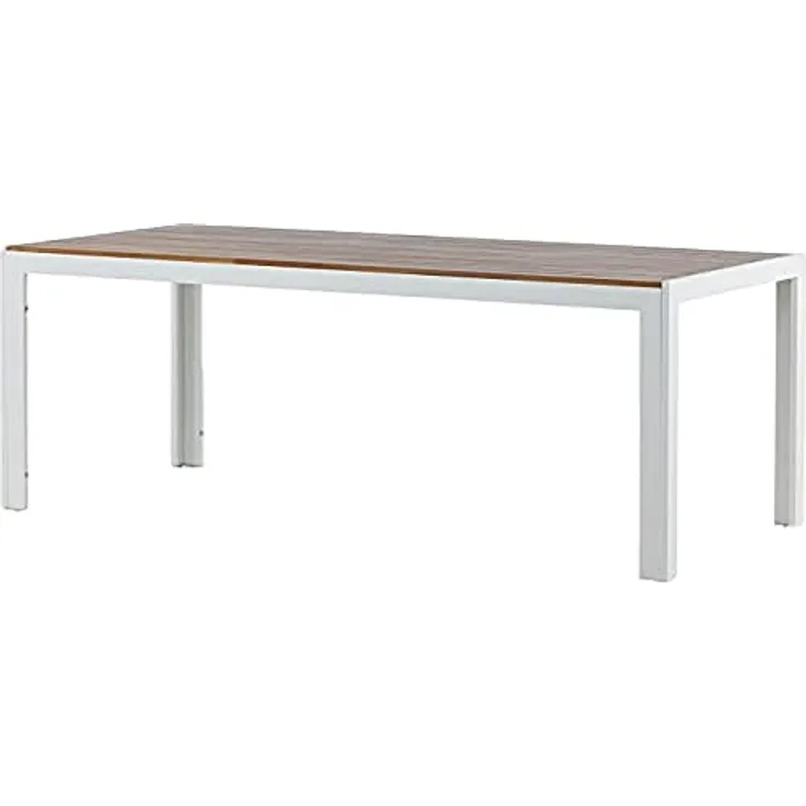 Gardenson Gartentisch, rechteckig, 100x76x200 cm, aus Akazienholz und Metall, weiß