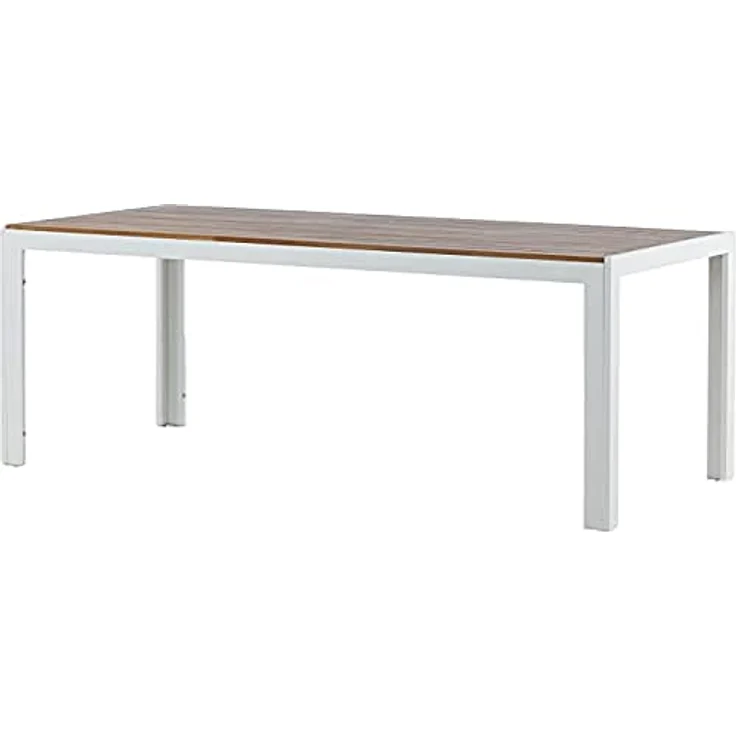 Gardenson Gartentisch, rechteckig, 100x76x200 cm, aus Akazienholz und Metall, weiß – Bild 1